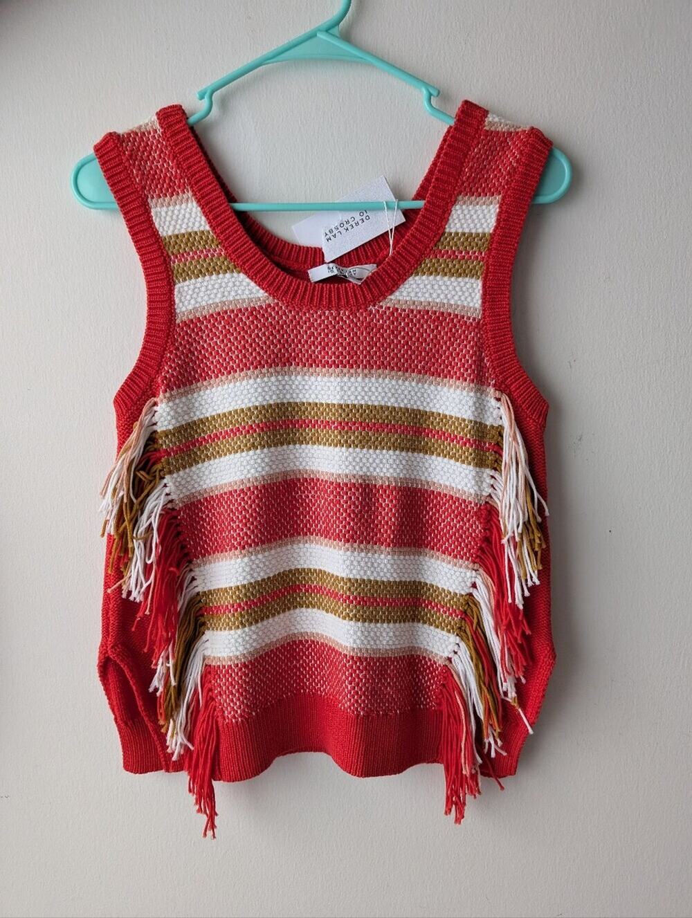 Nwt 10 Crosby Derek Lam Fringe Trim Sweater Vest
